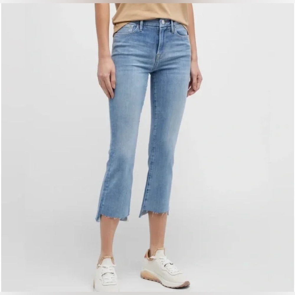 NWT Frame Denim Le Crop Mini Boot Raw Stagger Chew‎ Jeans Sz 25 - Picture 5 of 9